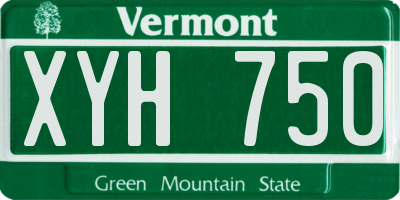 VT license plate XYH750