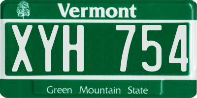 VT license plate XYH754