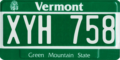 VT license plate XYH758