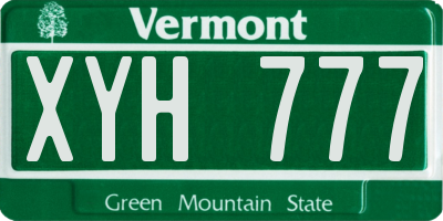 VT license plate XYH777