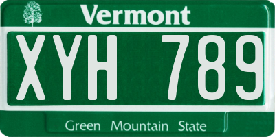 VT license plate XYH789