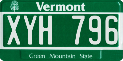 VT license plate XYH796