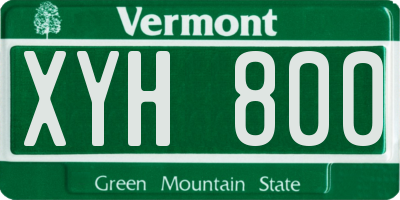 VT license plate XYH800