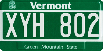 VT license plate XYH802