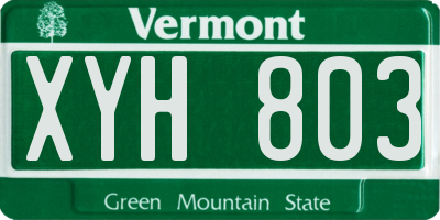 VT license plate XYH803
