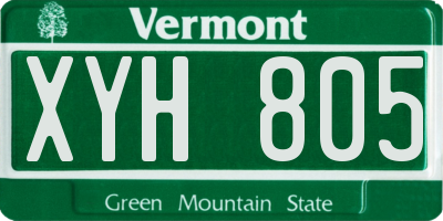 VT license plate XYH805
