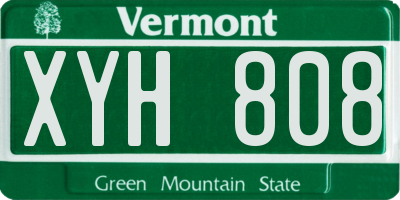 VT license plate XYH808