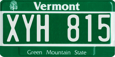 VT license plate XYH815