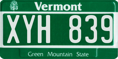 VT license plate XYH839