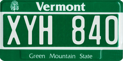VT license plate XYH840