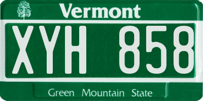 VT license plate XYH858