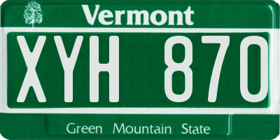 VT license plate XYH870