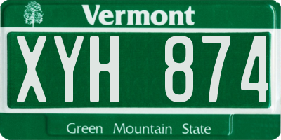 VT license plate XYH874