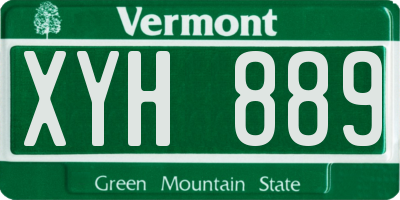 VT license plate XYH889