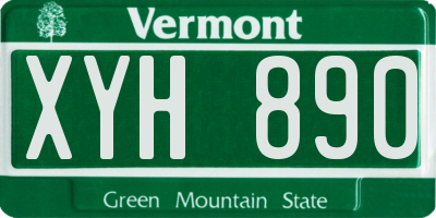 VT license plate XYH890
