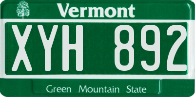 VT license plate XYH892