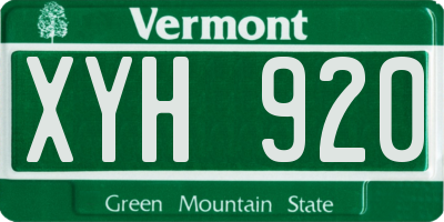 VT license plate XYH920
