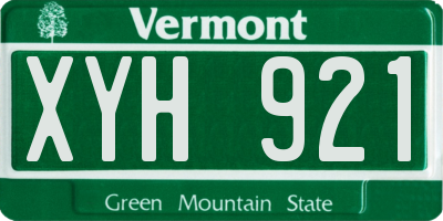 VT license plate XYH921