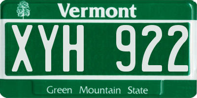 VT license plate XYH922