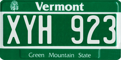 VT license plate XYH923