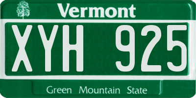 VT license plate XYH925