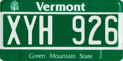 VT license plate XYH926