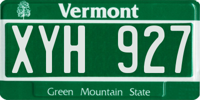 VT license plate XYH927
