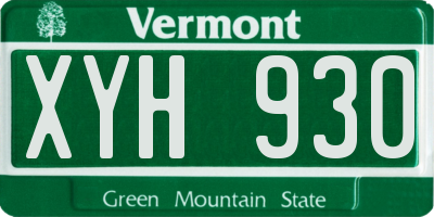 VT license plate XYH930