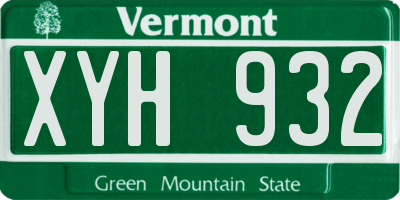 VT license plate XYH932