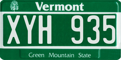 VT license plate XYH935