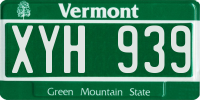 VT license plate XYH939