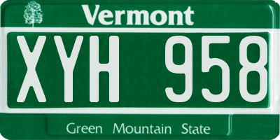VT license plate XYH958
