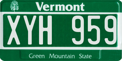 VT license plate XYH959
