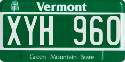 VT license plate XYH960