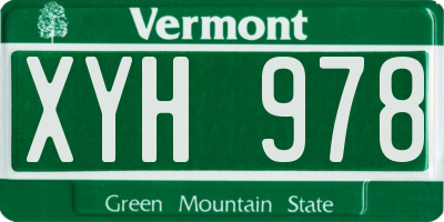 VT license plate XYH978