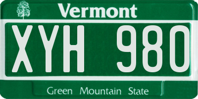 VT license plate XYH980