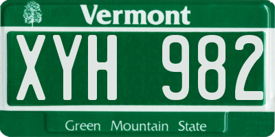 VT license plate XYH982