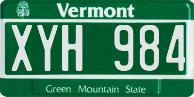 VT license plate XYH984