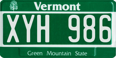 VT license plate XYH986