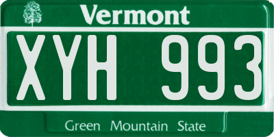 VT license plate XYH993