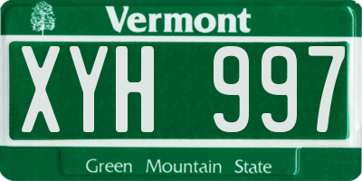 VT license plate XYH997