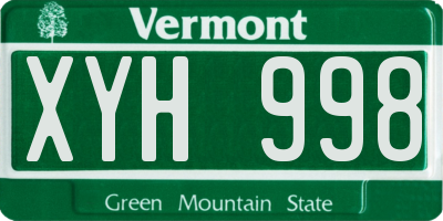 VT license plate XYH998