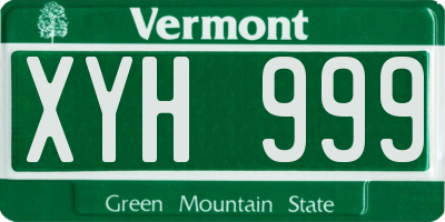 VT license plate XYH999