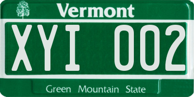 VT license plate XYI002