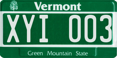 VT license plate XYI003