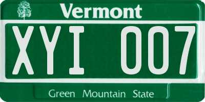 VT license plate XYI007