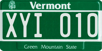 VT license plate XYI010