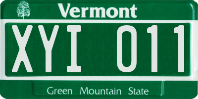 VT license plate XYI011