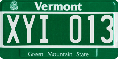 VT license plate XYI013