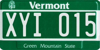 VT license plate XYI015